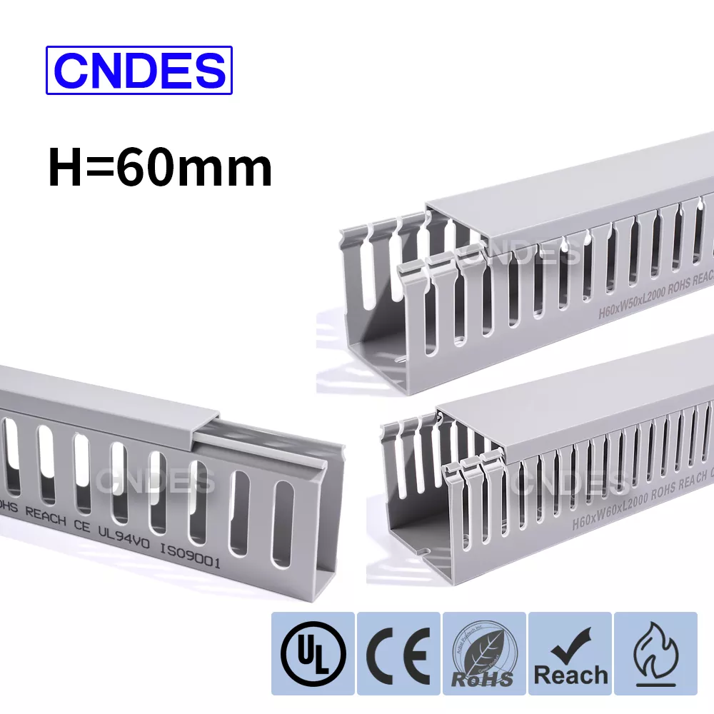 60mm اونچائی گرے Slotted PVC وائرنگ ڈکٹ